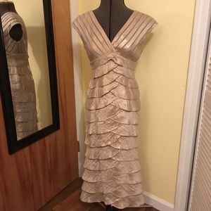 Adriana Papell gold evening or cocktail dress